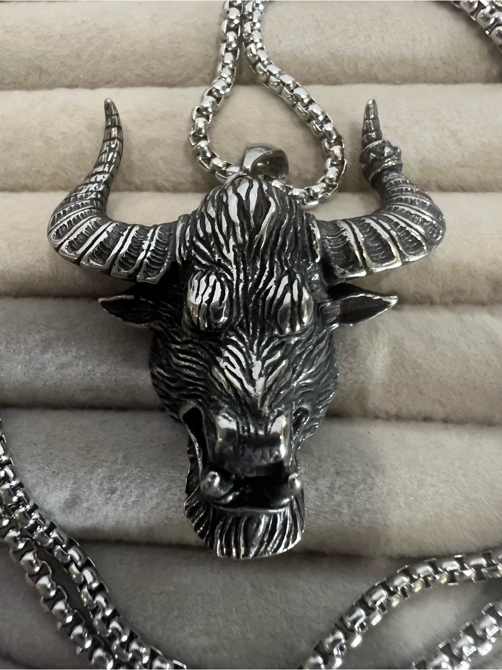 Stainless Steel Bull Head Pendant Necklace - Men's Accessory